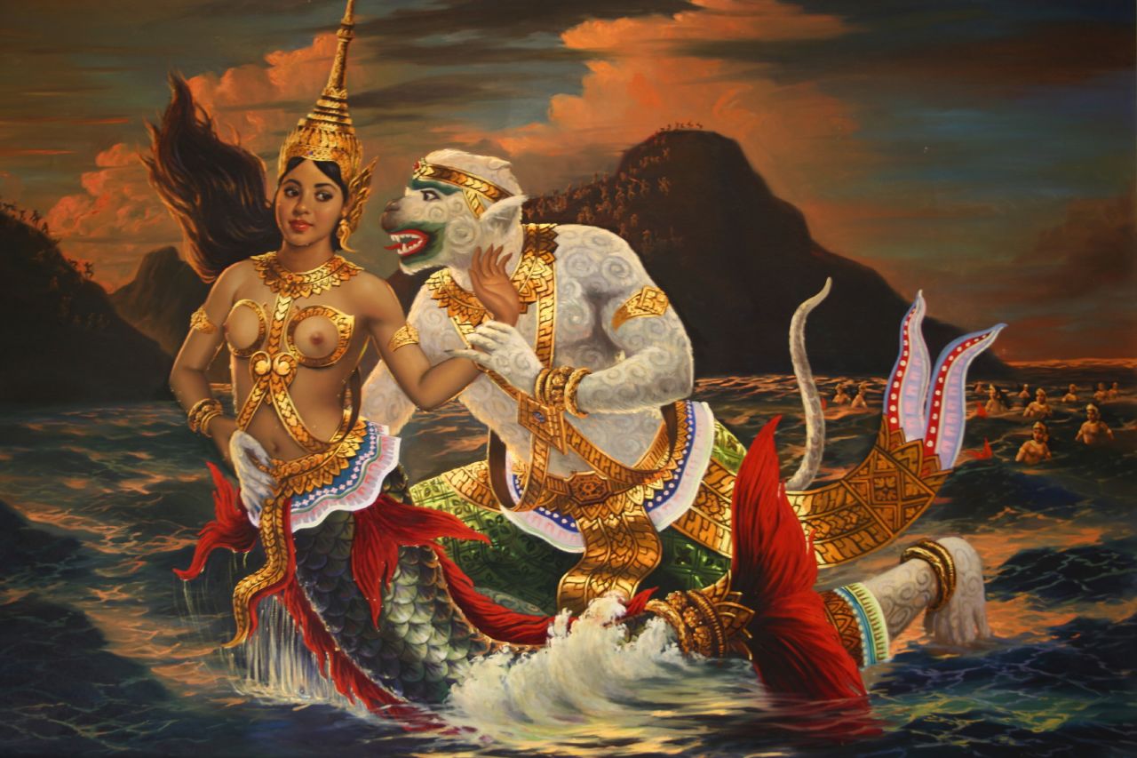 Hanuman séduisant la belle sirène Suvannamaccha